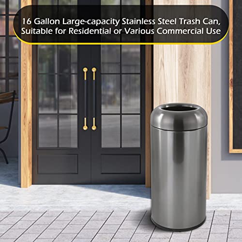 Dyna-Living Large Trash Can Commercial Stainless Steel Garbage Can with Lid - color: Black