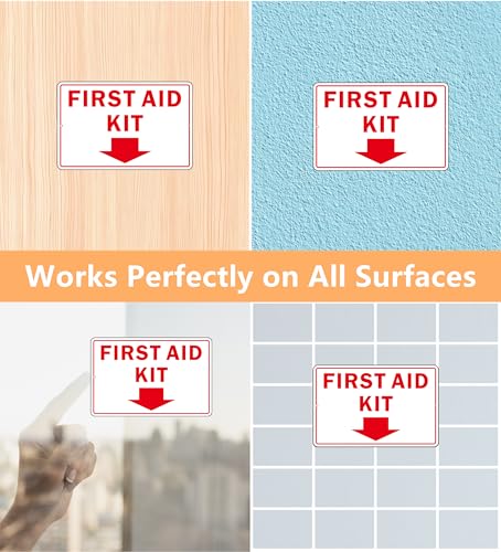 First Aid Sign, (2 Pack) Self Adhesive First Aid Kit Sign for Wall, Aluminum Metal Signs With 2 Pre-drilled Holes (9 x 6 inches, White/Red) - color: White /Red