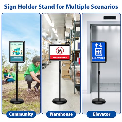2Pack 8.5x11 Sign Stand - Adjustable Floor Standing Sign Holder - color: Black, size: 8.5"x11"-2Pack