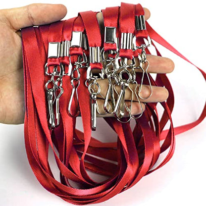 Beebel Red Lanyard Bulk Lanyards for Id Badges Flat Lanyard with Badge Clip Swivel Hook 50 Pack - color: Red, size: 50 Pack