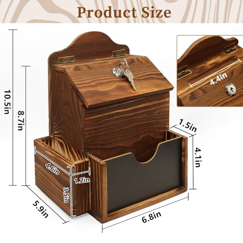 SAMYUCHO Wood Suggestion Box with Double-Sided Chalkboard for Church Office