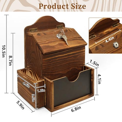 SAMYUCHO Wood Suggestion Box with Double-Sided Chalkboard for Church Office