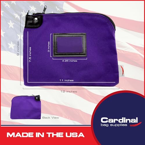 Locking Canvas Cash Bag, Purple, 9 x 12 Inch - color: Purple