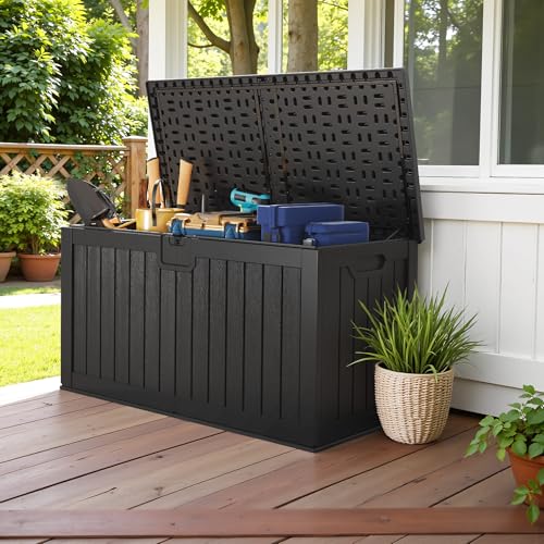 Devoko HDPE 240 Gallon Deck Box Double-Wall with Divider - color: Black, size: 240 Gallon 1 Pack