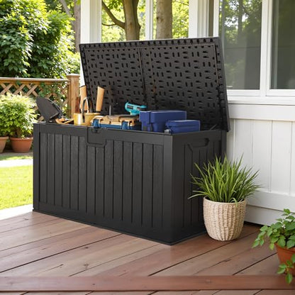 Devoko HDPE 240 Gallon Deck Box Double-Wall with Divider - color: Black, size: 240 Gallon 1 Pack