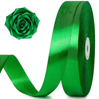Green Satin Ribbon 1 Inch x 100 Yards - color: Green