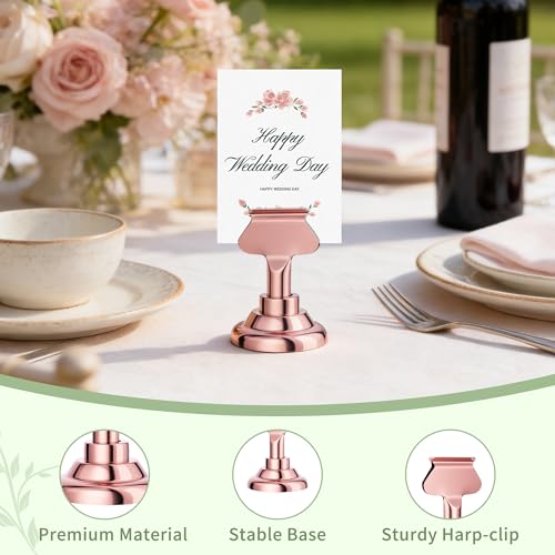 Urban Deco Roseold Table Number Holders, 16 Pack Weighted Place Card Stands - color: Rosegold 16PK