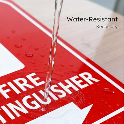 Fire Extinguisher Sign with Down Arrow, Two-Sided Metal Wall Mount, White on Red (4-Pack), 8x12 Inch - color: 4PK-Fire Extinguisher, size: 8"L x 12"W