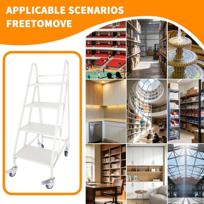 800 LBS Heavy Duty Steel 4 Step Ladder with Handrails for Warehouse