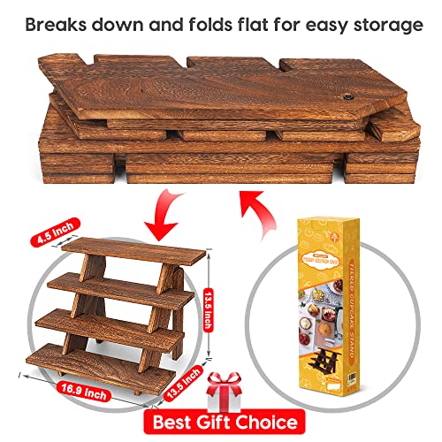 Manspdier Wooden Display Stand Wood Cupcake Stands Rustic Wood Risers