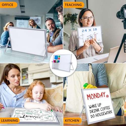 Small Dry Erase White Board,Magnetic Desktop Whiteboard with Stand - size: 12"W x 7.9"H