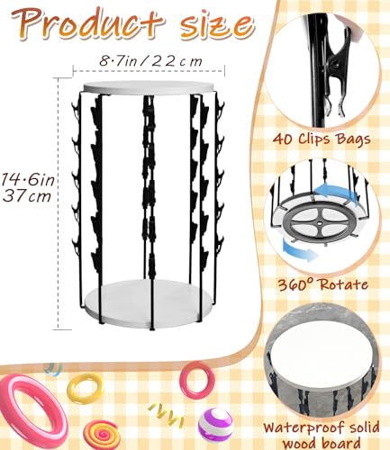 Chip Rack Display Stand, 40 Clip Rotating Chip Holder Display,White - color: Beige - 2026 New