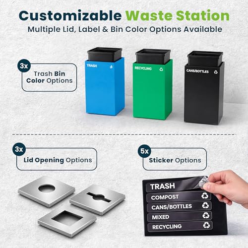 Alpine Square Lid Industries 29 Gallon Sturdy Steel Cube Recycling Container, Square Opening - 3 Color Cans Available Sold Separately (Lid Square Opening) - color: Lid Square Opening