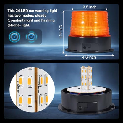 AnTom Magnetic Wireless Strobe Light Amber Warning Beacon Light for Trucks - color: Amber