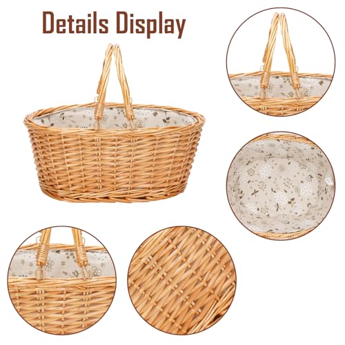Large Wicker Basket with Handle, Empty Willow Basket,16 Inch,White - color: White
