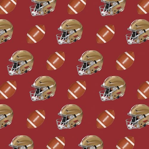 RUSPEPA 49ers American Football Wrapping Paper Roll for Men Boys, Mini Roll, Red Helmet and Rugby Ball Pattern, Sports Gift Wrap for Birthday, Super Bowl Party, Father's Day, 17 Inches x 16.4 Feet - color: Rugby