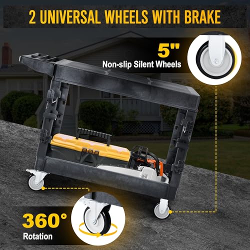 LDHTHOPI Utility Cart, Heavy Duty Flat with Full Swivel Wheels - color: Black