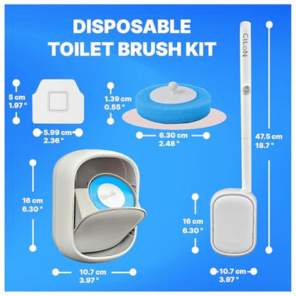 CiLoN Disposable Toilet Brush, Toilet Wand Cleaning System, Bowl Scrubber