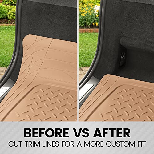 BDK Heavy Duty Rubber Cargo Mat Liner - All-Weather Trunk Protection, Trim-to-Fit Design for Cars, SUVs, Vans & Trucks - Non-Slip, Waterproof, Durable Cargo Floor Liner - 46" x 56.75" x 0.25" - Beige - color: Beige