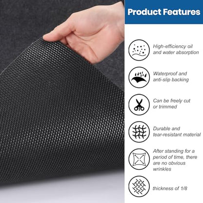 Garage Mats for Floor 7'5" x 17' - Premium Felt + Rubber Backing Thickened Oil Spill Resistant Garage Pad Non-Slip Waterproof Durable Cut to Fit Pad Garage Parking Mats for Compact SUVS Sports Car - size: 7'5" x 17'