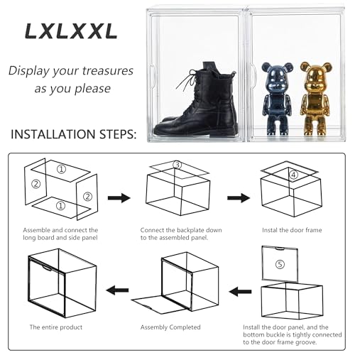 LXLXXL Acrylic Box Display Case, 5-Pack XL Stackable Storage Bins with Lid - size: X-Large-5pcs