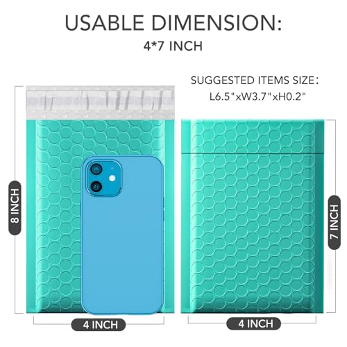GSSUSA Teal Bubble Mailers 4x8" 800 Pack Padded Envelopes Self Seal - color: Teal, size: 4x8 800PC