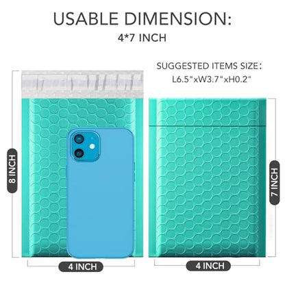 GSSUSA Teal Bubble Mailers 4x8" 800 Pack Padded Envelopes Self Seal - color: Teal, size: 4x8 800PC