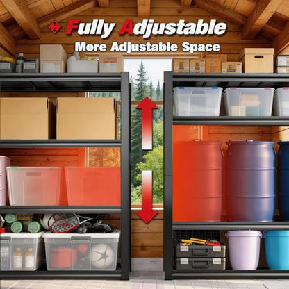 40W Garage Storage Shelves,2200LBS Metal Storage Shelves,Adjustable Heavy Duty Metal Garage Shelving Units Industrial Shelving for Garage,Basement,Warehouse,19.6" D x 39.37" W x 59.84" H - size: 59.84" H x 39.37" W x 19.6" D
