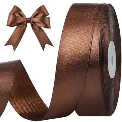 Brown Satin Ribbon, 1 Inch, 50 Yards - color: brown