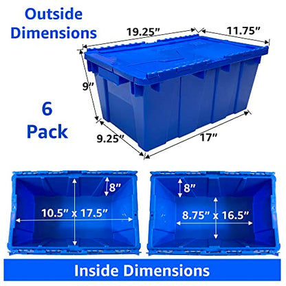 Storage Bin With Lids, 6 Pack, Blue, Stackable - size: 6 PACK