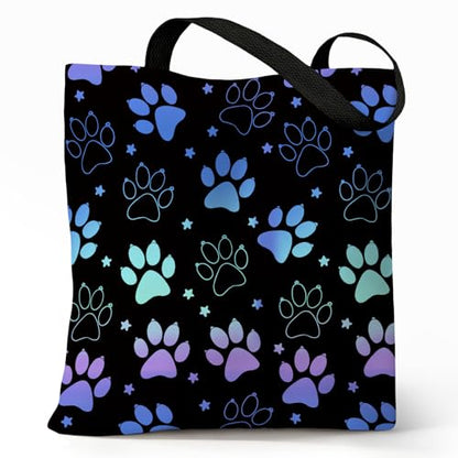 Cute Canvas Tote Bag for Women, Book Totebag with Zipper Pocket - color: Dog Paw