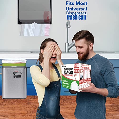 BEIDOU-PAC Trash Bags 13 Gallon Drawstring, 50 Count Garbage Bags, Tall Kitchen Trash Bags, Odorless & Extra Strength White Plastic Food Scrap Bag for Home Office Bathroom Kitchen Bins - style: 13 Gallon |50 Count