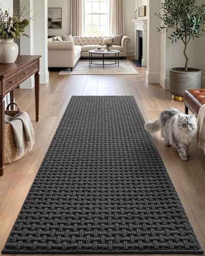 DEXI Hallway Runner Rug 24x72, Non Slip Runner Rugs Washable, Dark Grey - color: Dark Grey, size: 24'' x 72''(Runner)