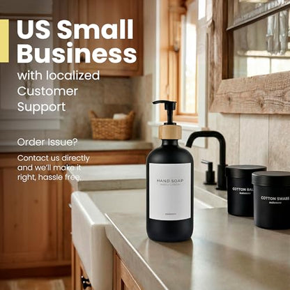 Maisonovo Dish Soap Dispenser - Black Soap Dispenser Black Bamboo Pumps - color: Black Black