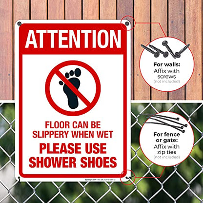 Floor Can Be Slippery When Wet Sign, - size: 10x14