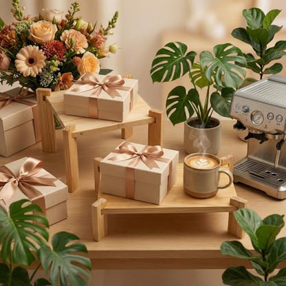 2pack Wooden Display Risers, Wood Charcuterie Boards, Table Risers for Display, Food Display Risers for Party,Easy to Install Anywhere，Suitable for Queuing, Kitchens, Restaurants, Etc