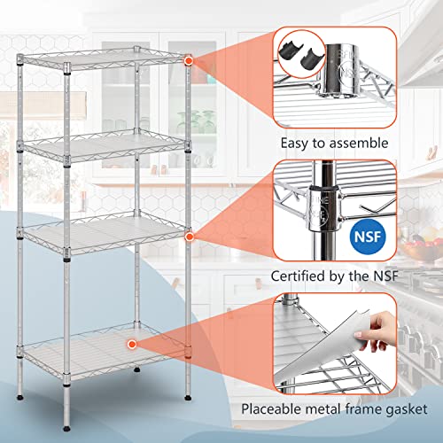FDW | 4-Tier Wire Shelf | 18" x 12" x 44" | Chrome - color: Chrome, size: 18×12×44