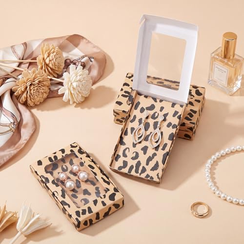 Crtiin 30 Pack Jewelry Gift Boxes Set with Clear Window, Leopard Print - color: Leopard Print