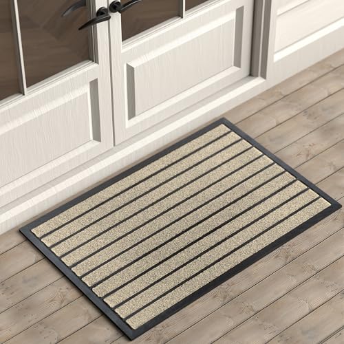 ubdyo Extra Durable Door Mat Outside Entrance (36" x 24", Bright Beige) - color: Bright Beige, size: 36" x 24" (Rectangular)