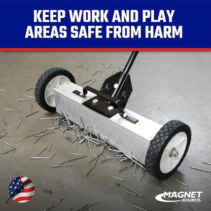 Master Magnetics Magnetic Sweeper with Wheels - Rolling Magnet Sweeper with Adjustable Handle - Powerful Magnetic Tool for Lawn and Shop Use - Pick Up Nails and Other Metal Debris - 18” - style: 18"