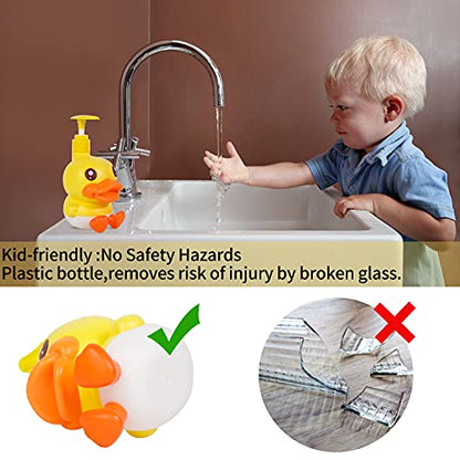Plastic Cute Duck Soap Dispenser for Kid or Children with Pump - color: Yellow