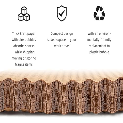 Bubble Paper Wrap 245ft*12in, Durable Kraft Bubble Paper for Moving Shipping and Storing Delicate Items Eco Friendly Cushioning Wrap Alternative Filler for Moving Boxes（Brown）