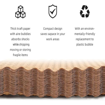 Bubble Paper Wrap 245ft*12in, Durable Kraft Bubble Paper for Moving Shipping and Storing Delicate Items Eco Friendly Cushioning Wrap Alternative Filler for Moving Boxes（Brown）