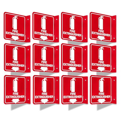T&R Fire Extinguisher Sign, Fire Extinguisher with Down Arrow - 12 Pack - 6 x 6 Inches Acrylic, 2 pre-drilled holes, Includes Matching Screws, Use for Home Office/Business - color: L - 12 Pack