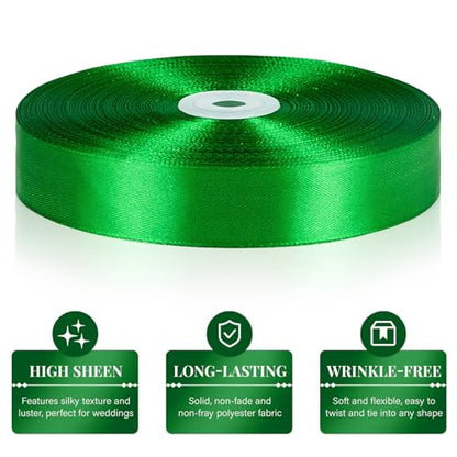 Green Satin Ribbon 1 Inch x 100 Yards - color: Green