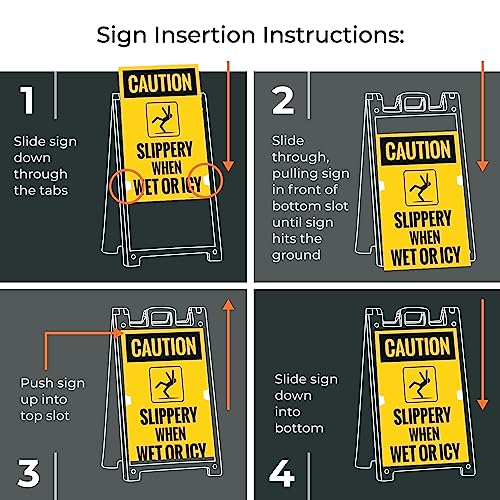 Caution Slippery When Wet Or ICY Sidewalk Sign Kit, (SI-76037) - size: 24x36 Inches, style: A-frame + 2 Panel Kit