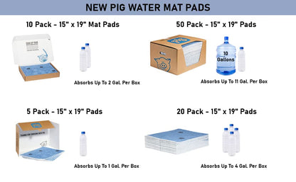 PIG Water Absorbent Mat | Reusable | 10 Pack | 15" W x 19" L | Blue and Black | PM50479 - size: 10-Pack