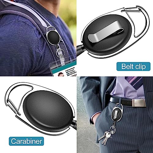 60 Pack Retractable ID Badge Holder Badge Reel with Carabiner and Belt Clip - color: Black