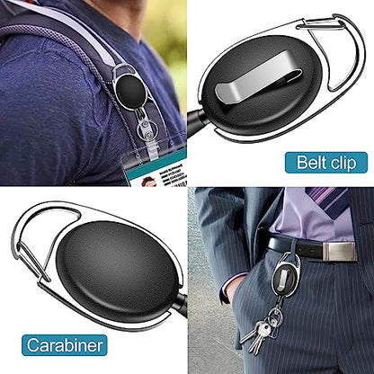 60 Pack Retractable ID Badge Holder Badge Reel with Carabiner and Belt Clip - color: Black