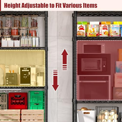 PrimeZone 55.5" Wx24 x80 Heavy Duty Metal Wire Storage Shelving with Wheels - size: 55.5"W x 24"D x 80"H